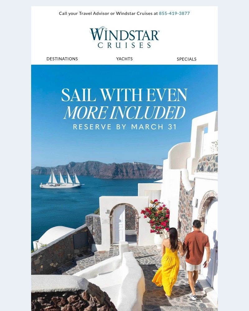 Screenshot of email sent to a Windstar Cruises Newsletter subscriber