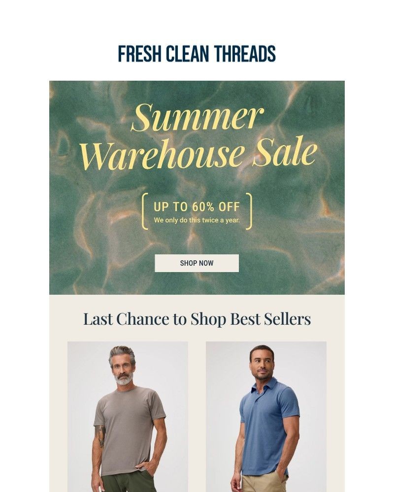 Screenshot of email sent to a Fresh Clean Threads Newsletter subscriber