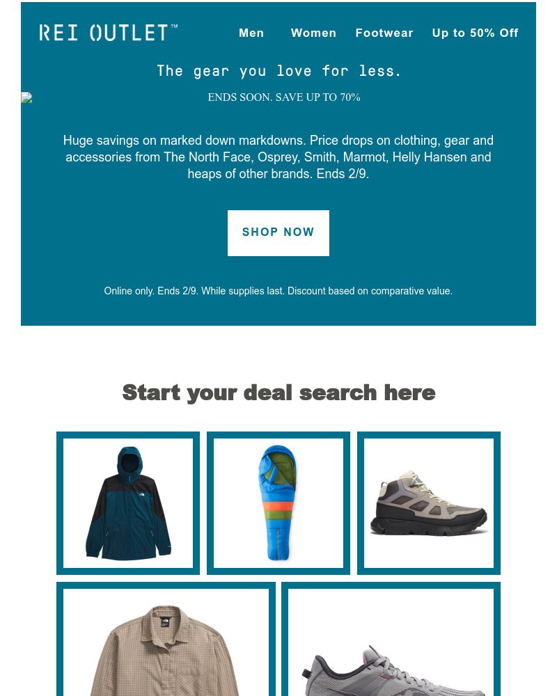Screenshot of email sent to a REI Co-op Newsletter subscriber