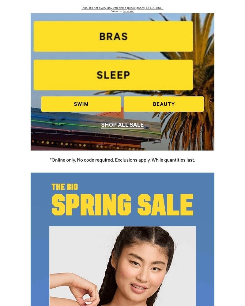 Screenshot of email sent to a Victoria's Secret Newsletter subscriber