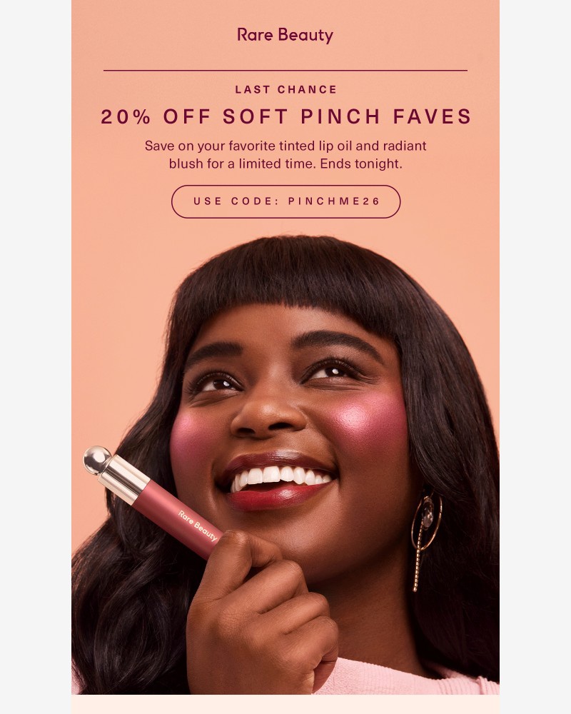 Screenshot of email sent to a Rare Beauty Newsletter subscriber