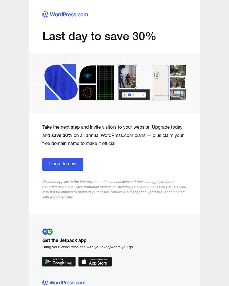 Screenshot of email sent to a WordPress Registered user