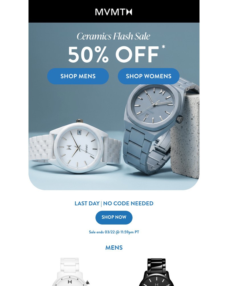 Screenshot of email sent to a MVMT Newsletter subscriber