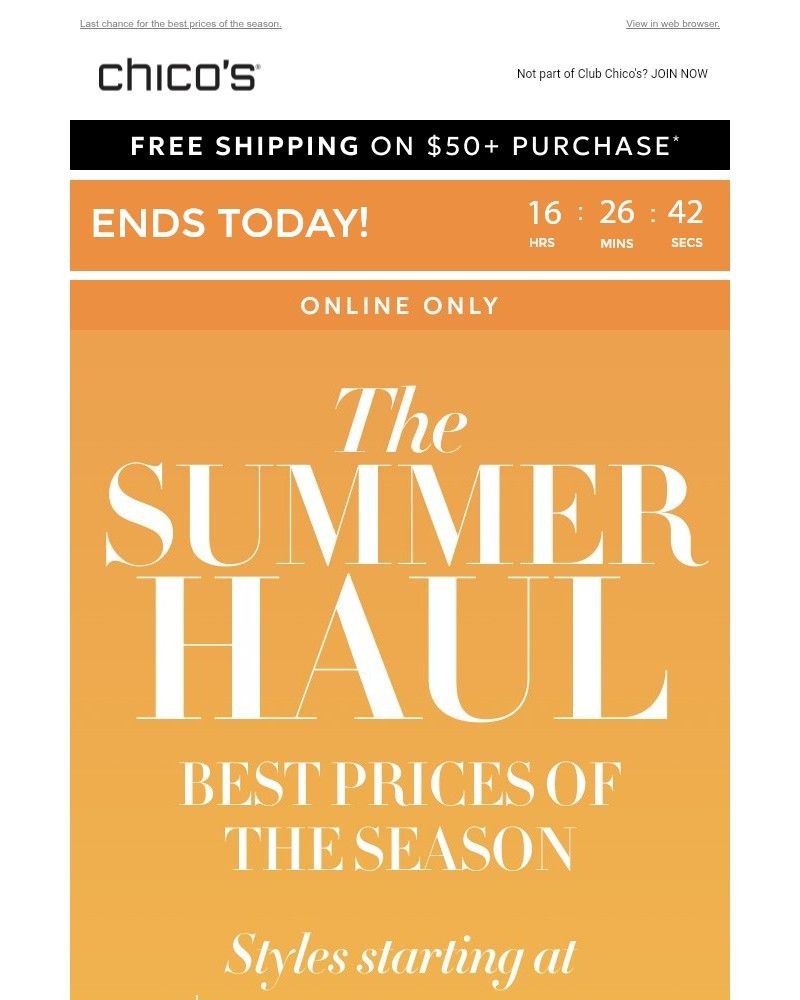 Screenshot of email sent to a Chico’s Newsletter subscriber