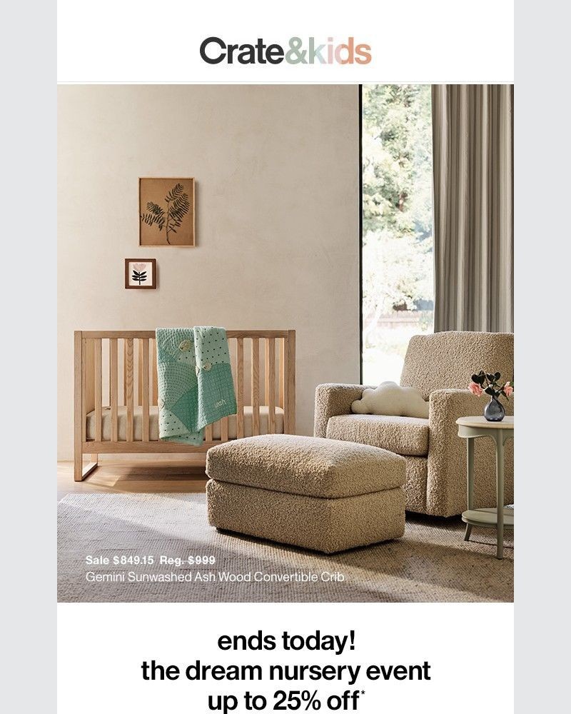 Screenshot of email sent to a Crate & Barrel Newsletter subscriber