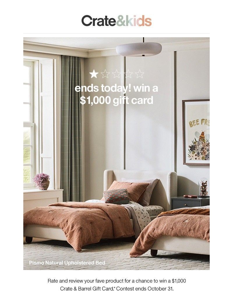 Screenshot of email sent to a Crate & Barrel Newsletter subscriber