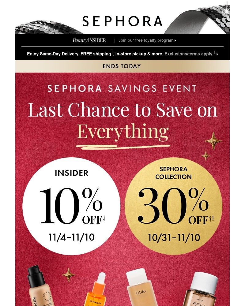 Screenshot of email sent to a Sephora Newsletter subscriber