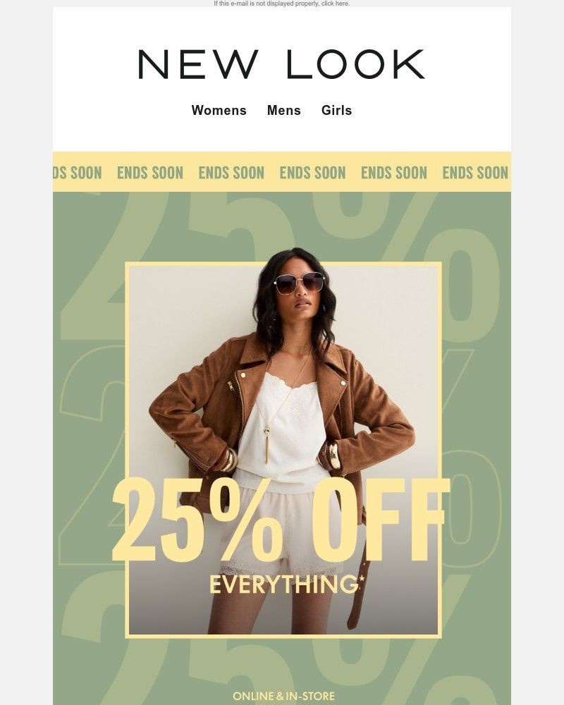 Screenshot of email sent to a New Look Newsletter subscriber