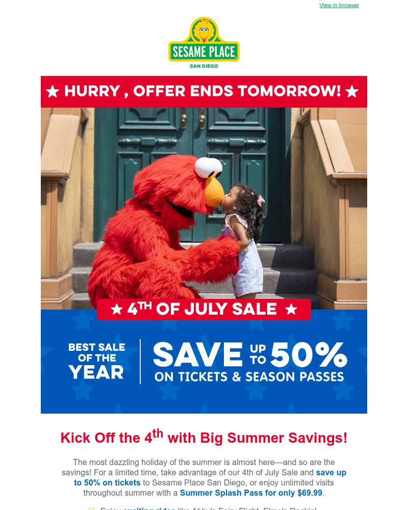 Screenshot of email sent to a Sea World Newsletter subscriber