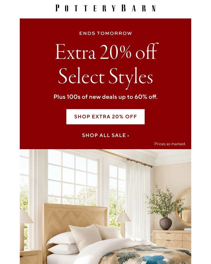 Screenshot of email sent to a Pottery Barn Cart abandoner