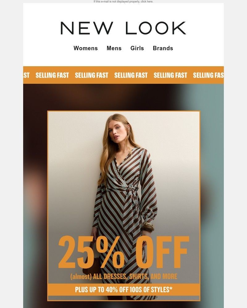 Screenshot of email sent to a New Look Newsletter subscriber