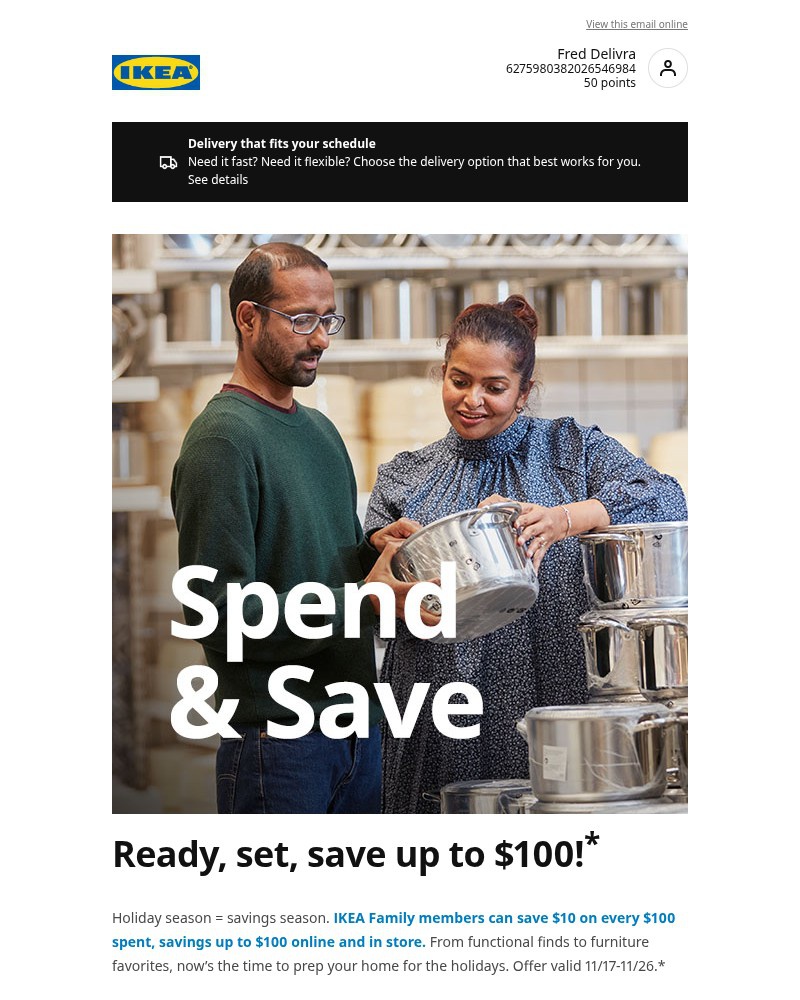 Screenshot of email sent to a Ikea Registered user