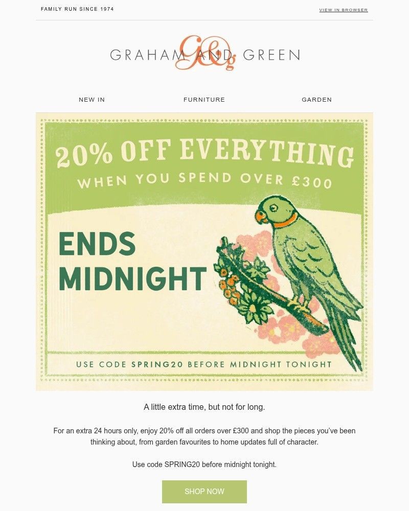 Screenshot of email sent to a Graham and Green Cart abandoner