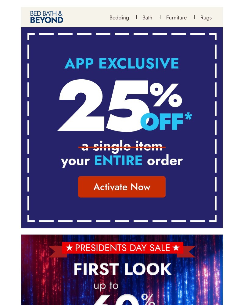 Screenshot of email sent to a Overstock Newsletter subscriber