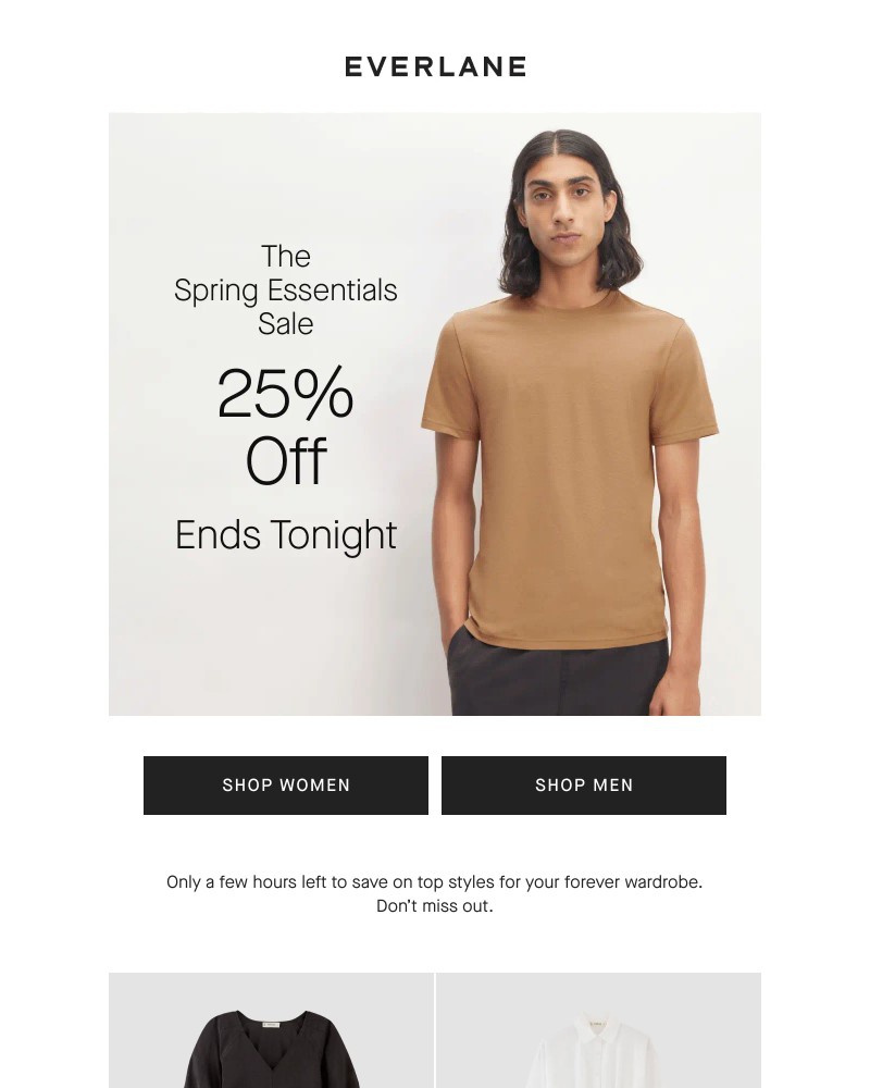 Screenshot of email with subject /media/emails/ends-tonight-25-off-spring-essentials-sale-e3ae8b-cropped-f996628d.jpg