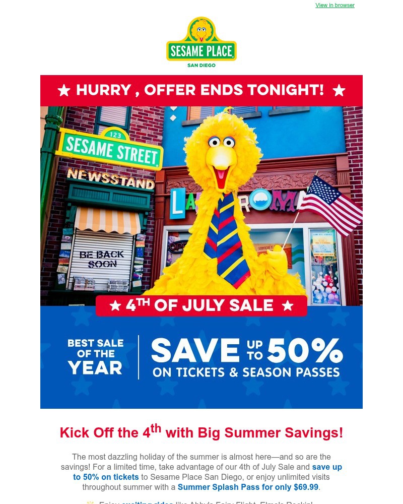 Screenshot of email sent to a Sea World Newsletter subscriber