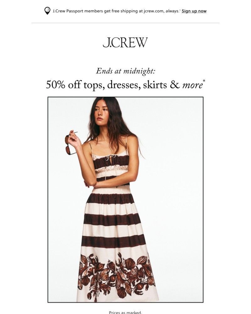 Screenshot of email sent to a J.Crew Newsletter subscriber