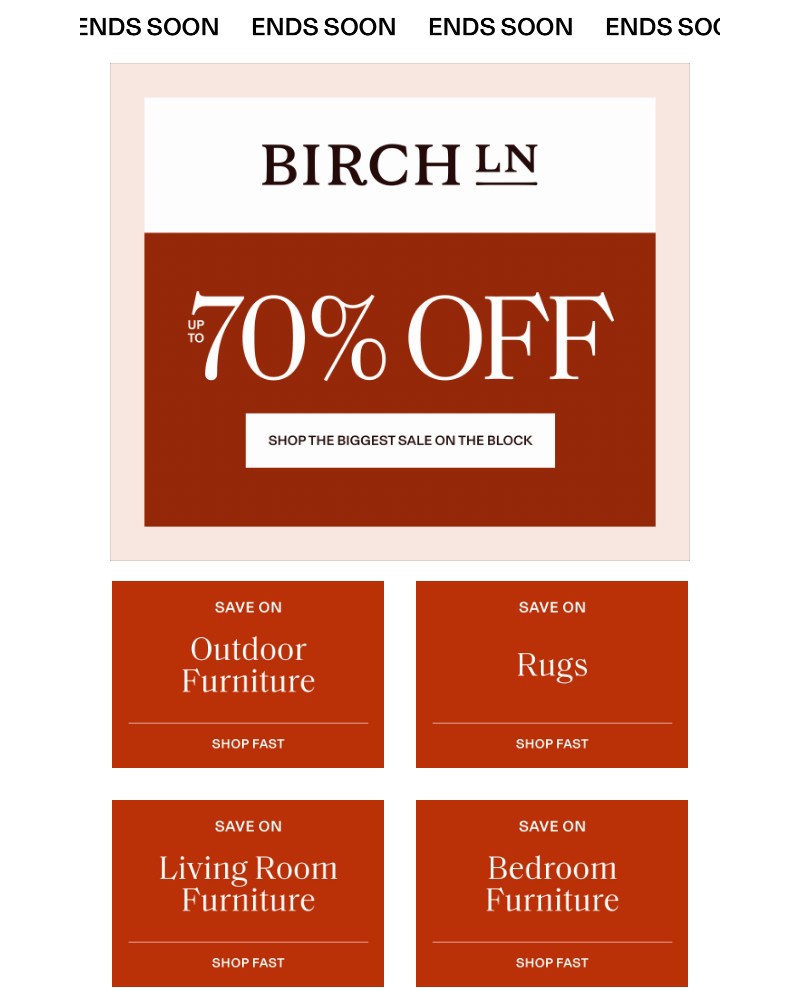 Screenshot of email sent to a Birch Lane Newsletter subscriber