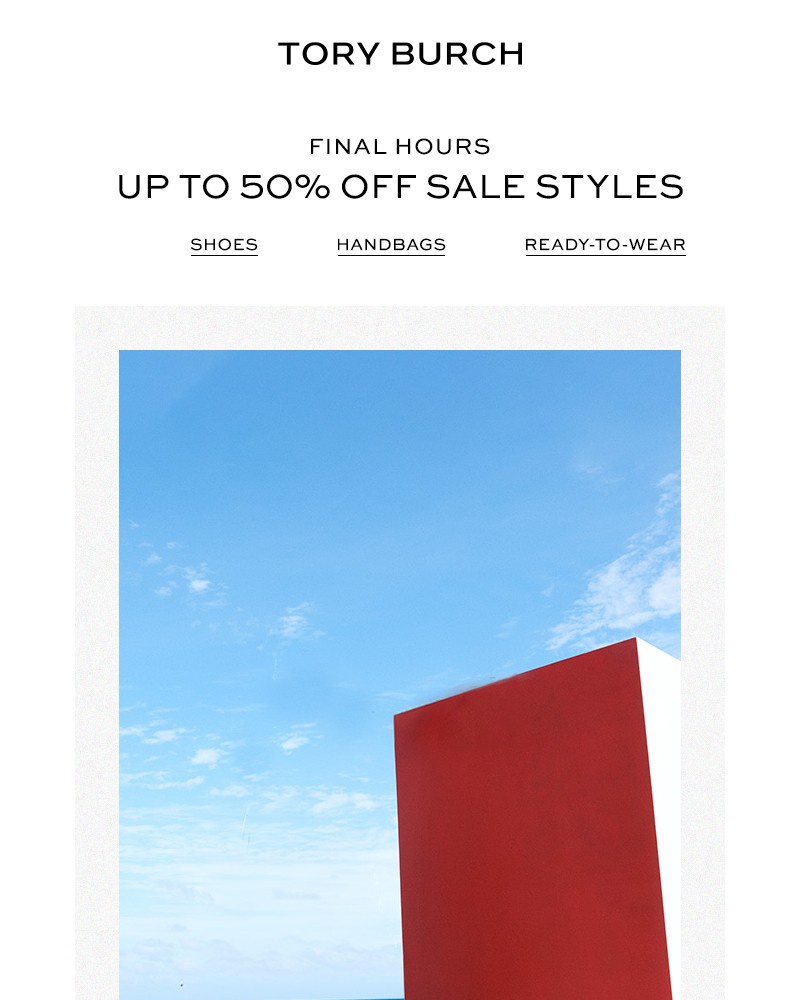 Screenshot of email sent to a Tory Burch Newsletter subscriber