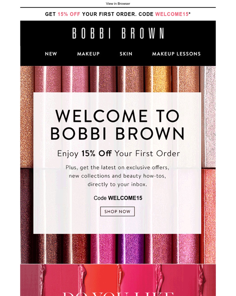 Screenshot of email sent to a Bobbi Brown Newsletter subscriber
