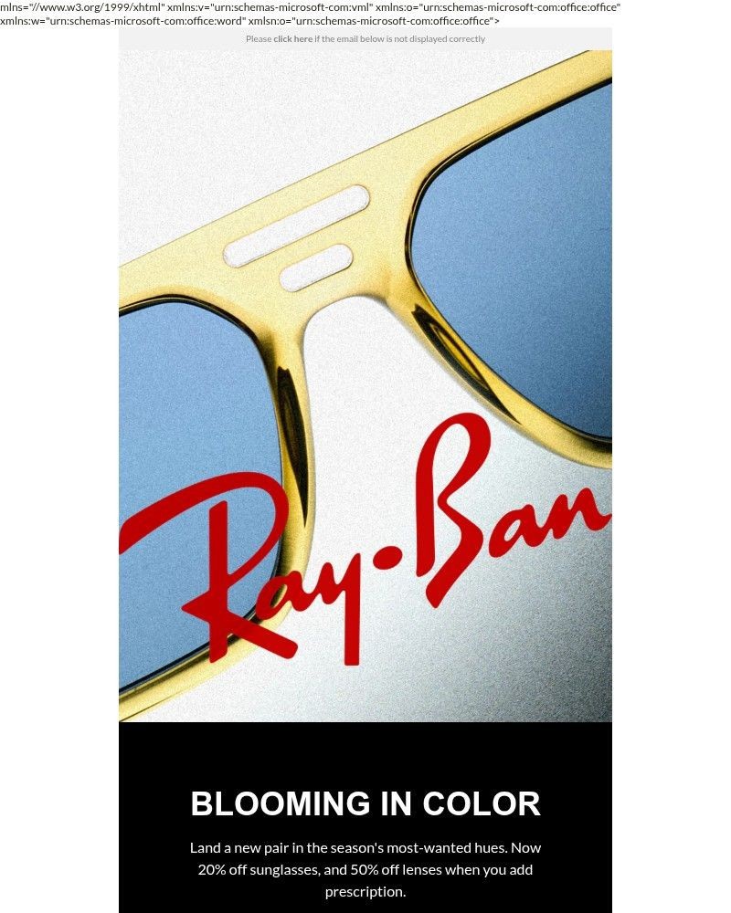 Screenshot of email sent to a Ray-Ban Newsletter subscriber