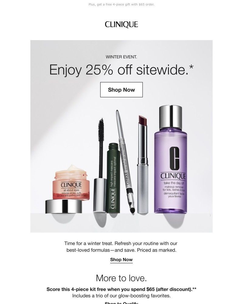 Screenshot of email sent to a Clinique Newsletter subscriber
