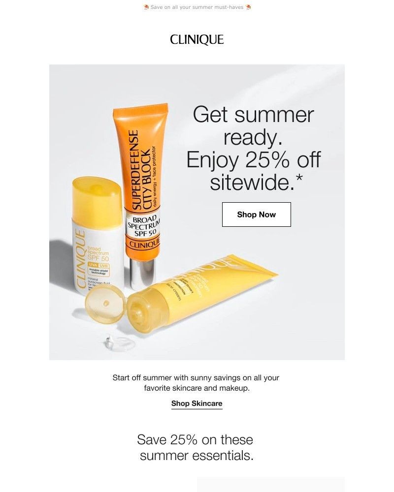 Screenshot of email sent to a Clinique Newsletter subscriber
