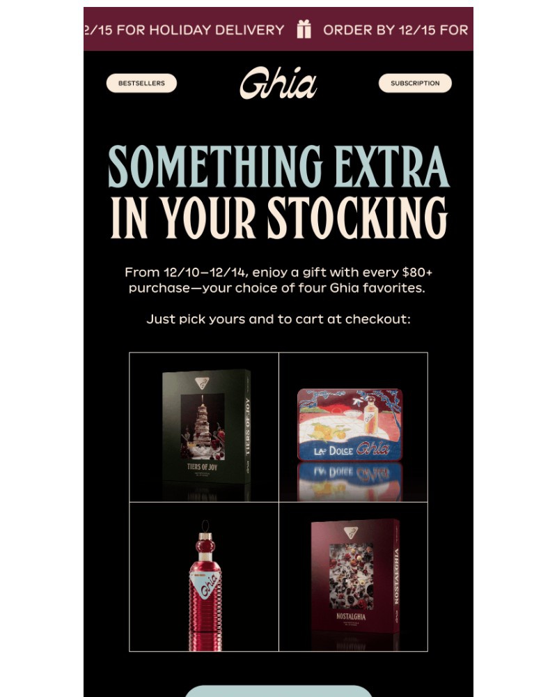 Screenshot of email sent to a Ghia Newsletter subscriber