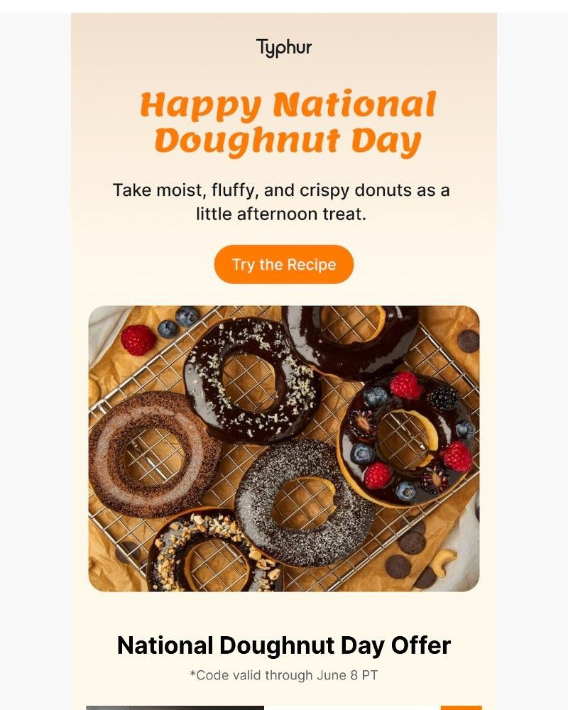 Screenshot of email sent to a Typhur Newsletter subscriber