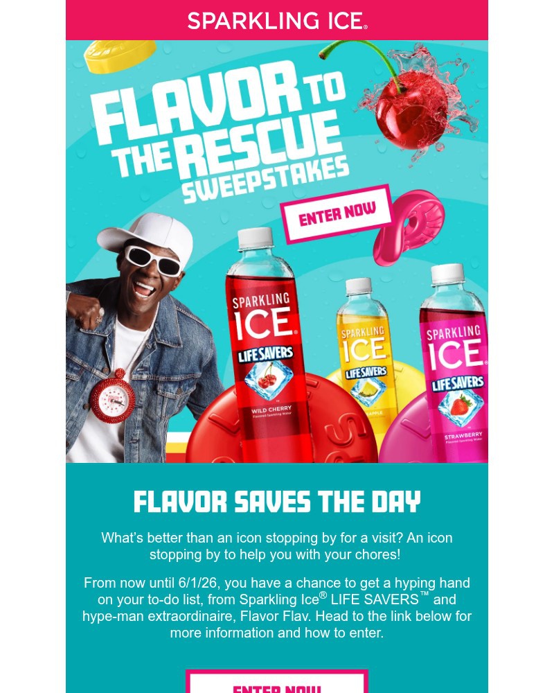 Screenshot of email sent to a Sparkling Ice Registered user