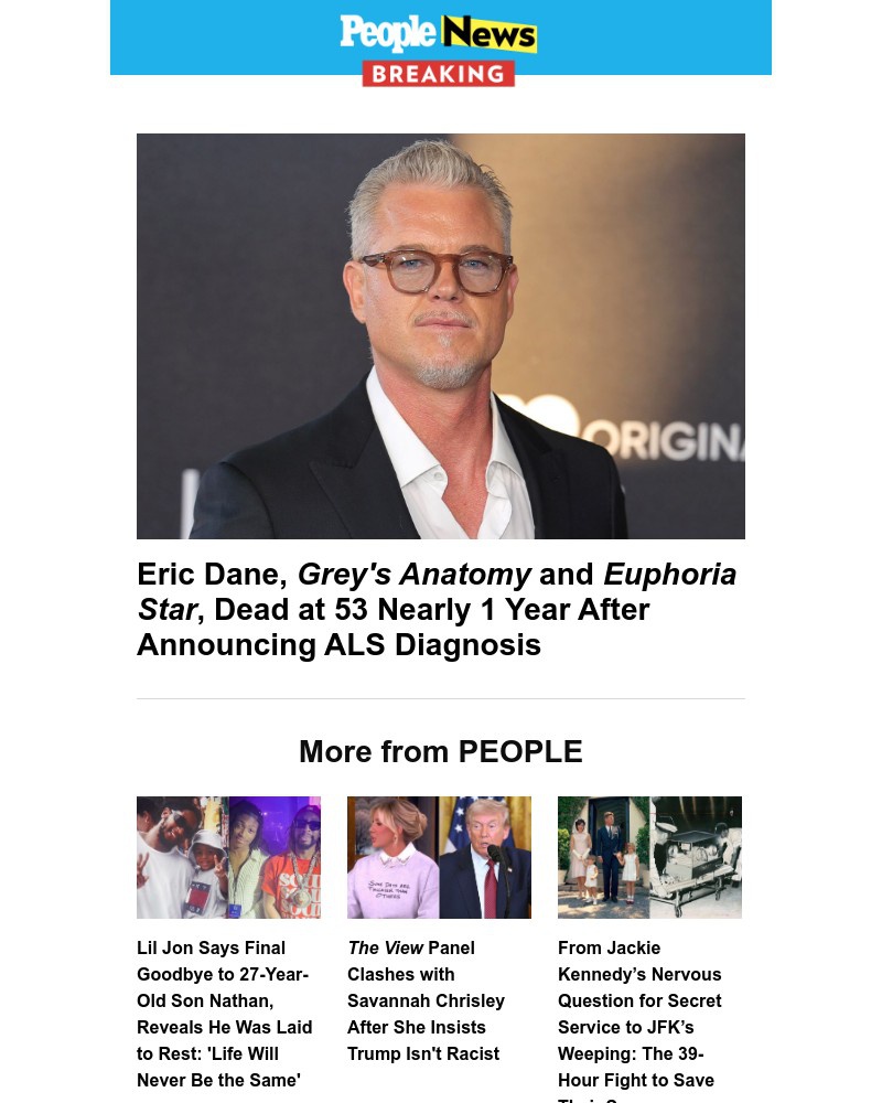 Screenshot of email sent to a People Newsletter subscriber