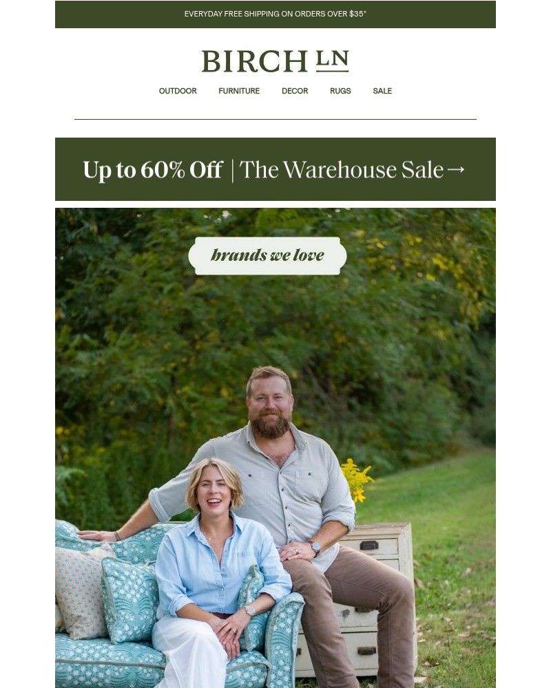 Screenshot of email sent to a Birch Lane Newsletter subscriber