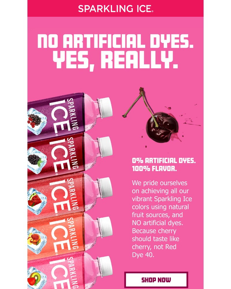 Screenshot of email sent to a Sparkling Ice Registered user