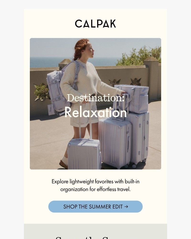Screenshot of email sent to a Calpak Newsletter subscriber