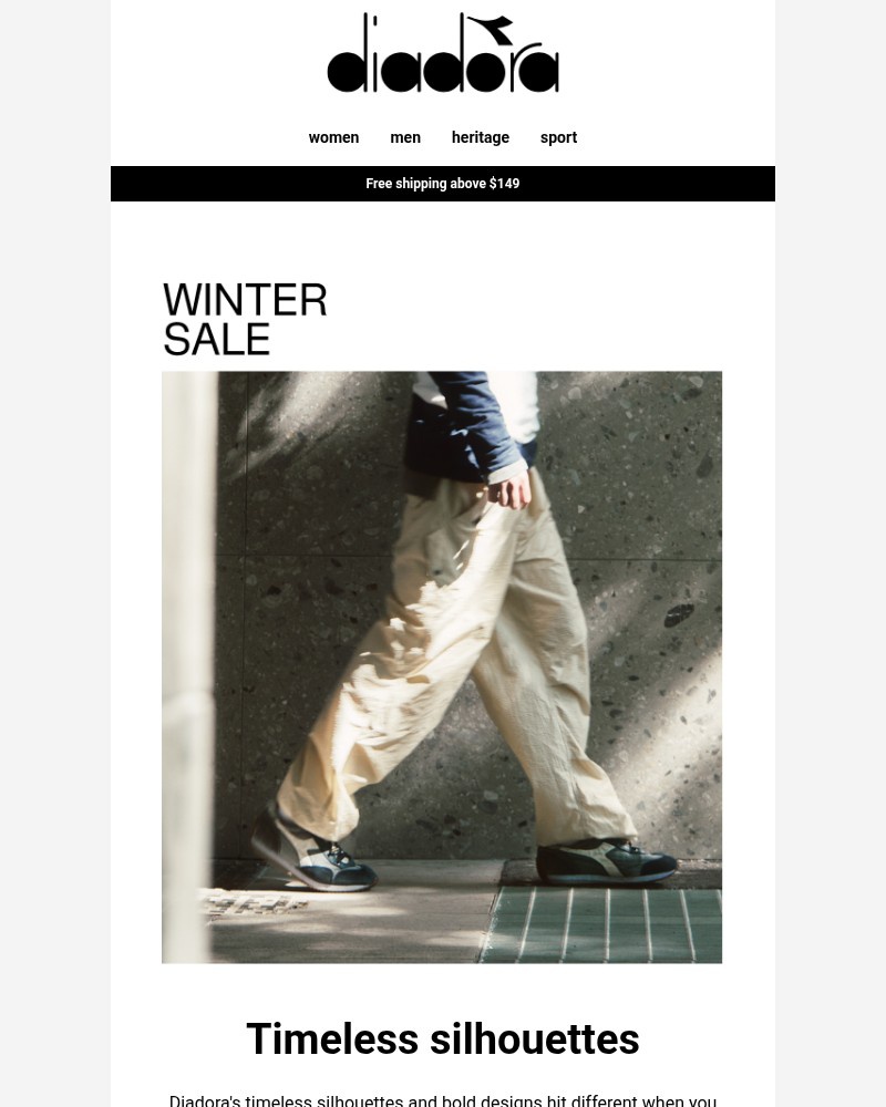 Screenshot of email sent to a Diadora Newsletter subscriber