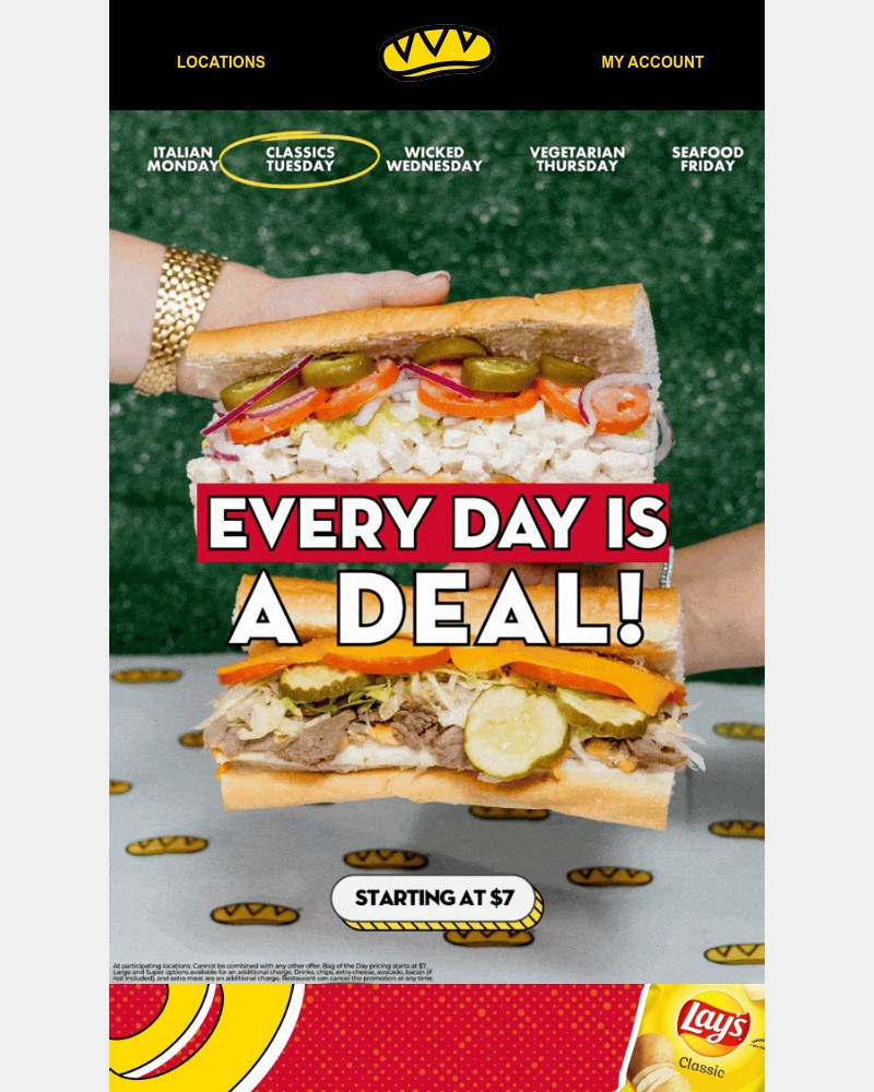 Screenshot of email sent to a Which Wich Registered user