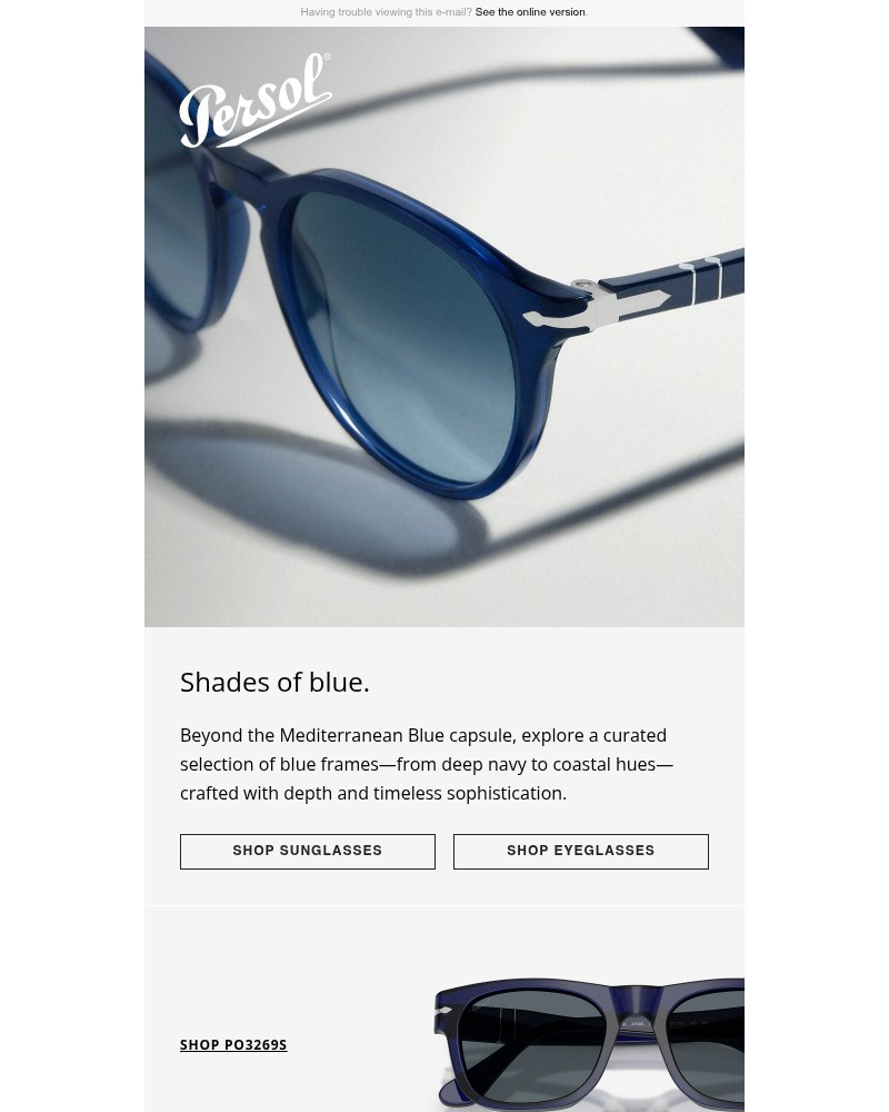 Screenshot of email sent to a Persol Newsletter subscriber