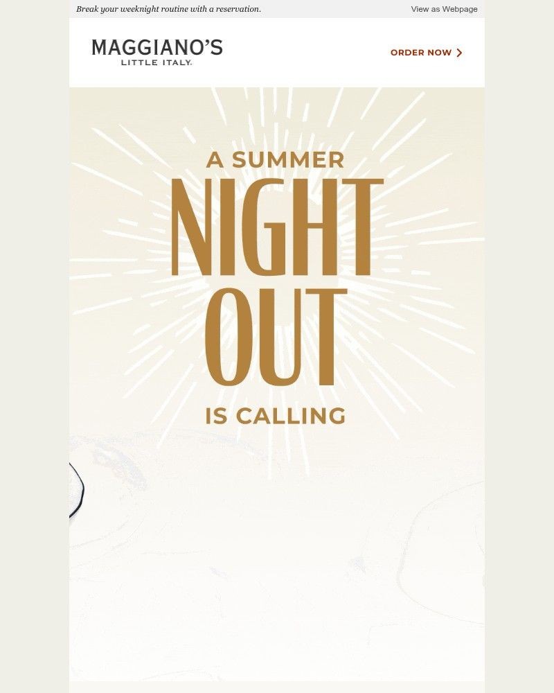 Screenshot of email sent to a Maggiano’s Little Italy Newsletter subscriber