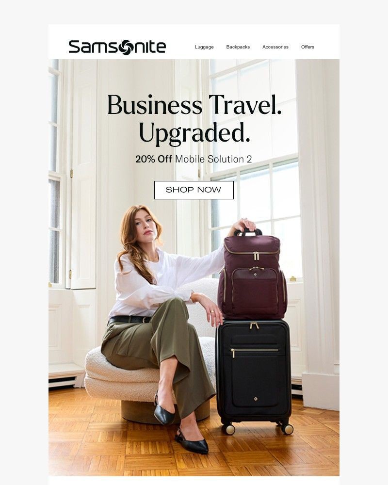 Screenshot of email sent to a Samsonite Newsletter subscriber