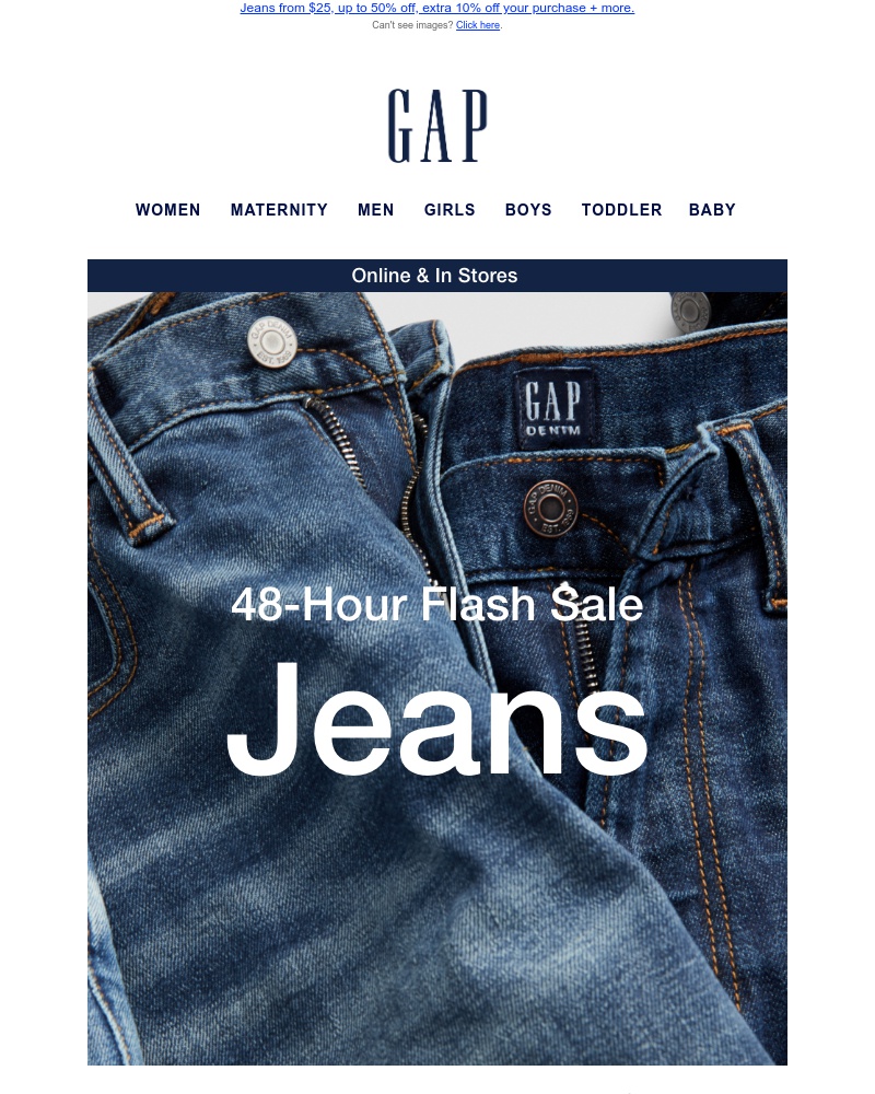 Screenshot of email with subject /media/emails/everyone-48-hour-flash-sale-jeans-from-25-f47bd7-cropped-c4f7baff.jpg