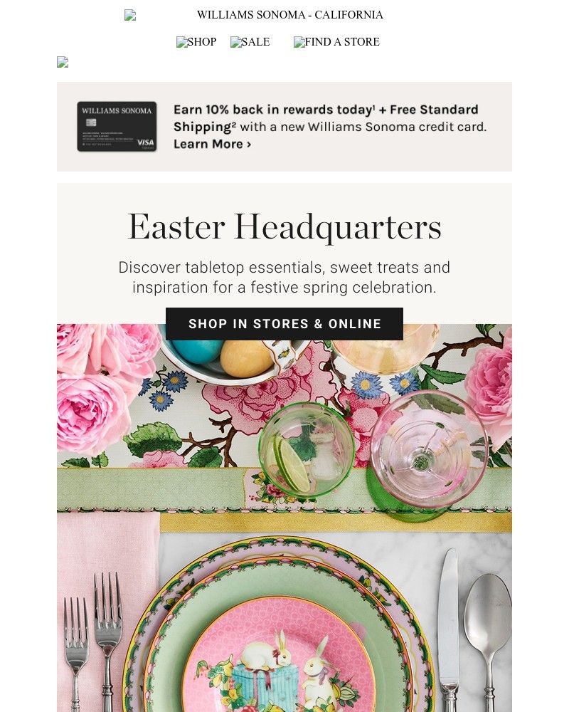 Screenshot of email sent to a Williams Sonoma Newsletter subscriber