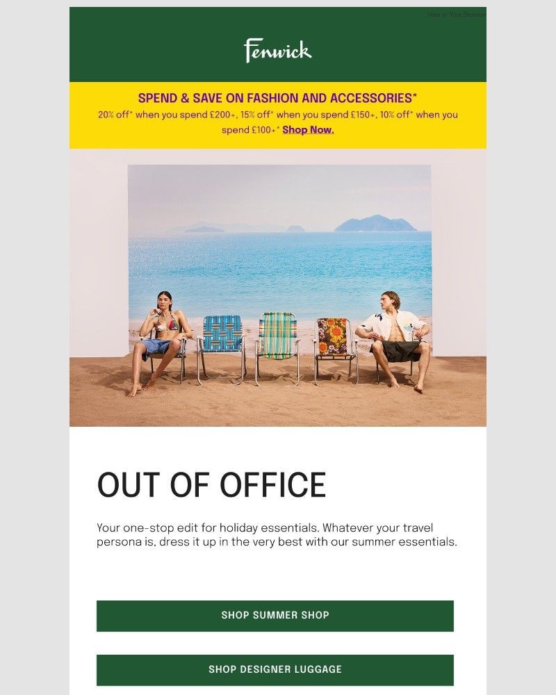 Screenshot of email sent to a Fenwick Newsletter subscriber