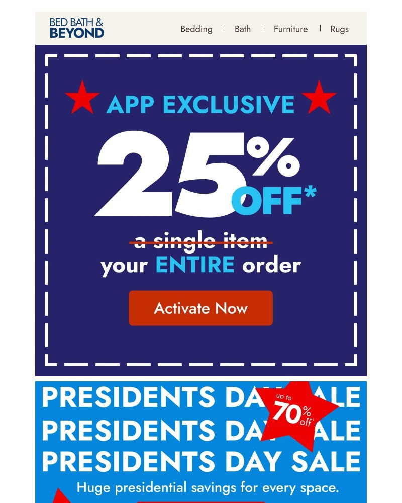 Screenshot of email sent to a Overstock Newsletter subscriber