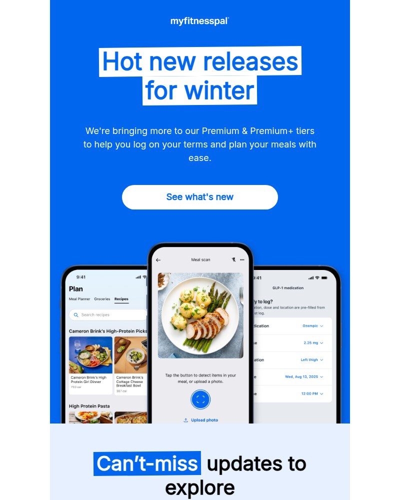 Screenshot of email sent to a MyFitnessPal Registered user