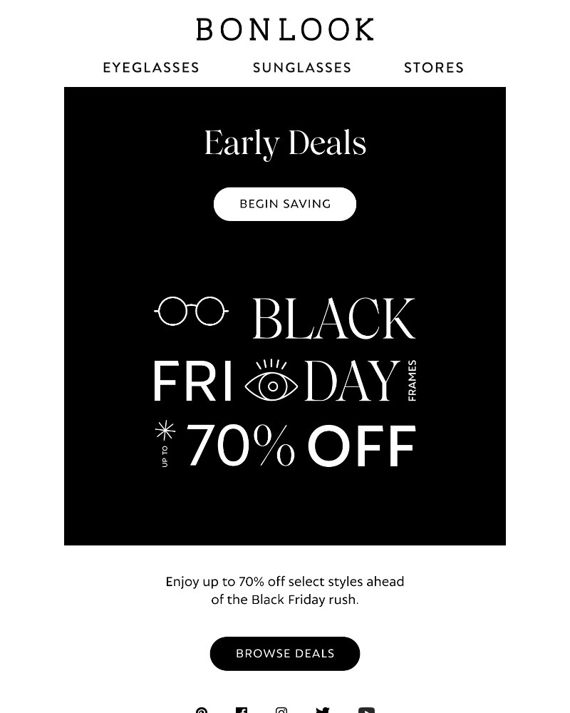 Screenshot of email sent to a Bonlook Newsletter subscriber