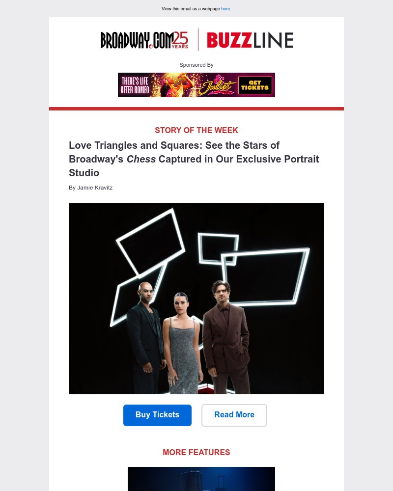 Screenshot of email sent to a Broadway NYC Newsletter subscriber