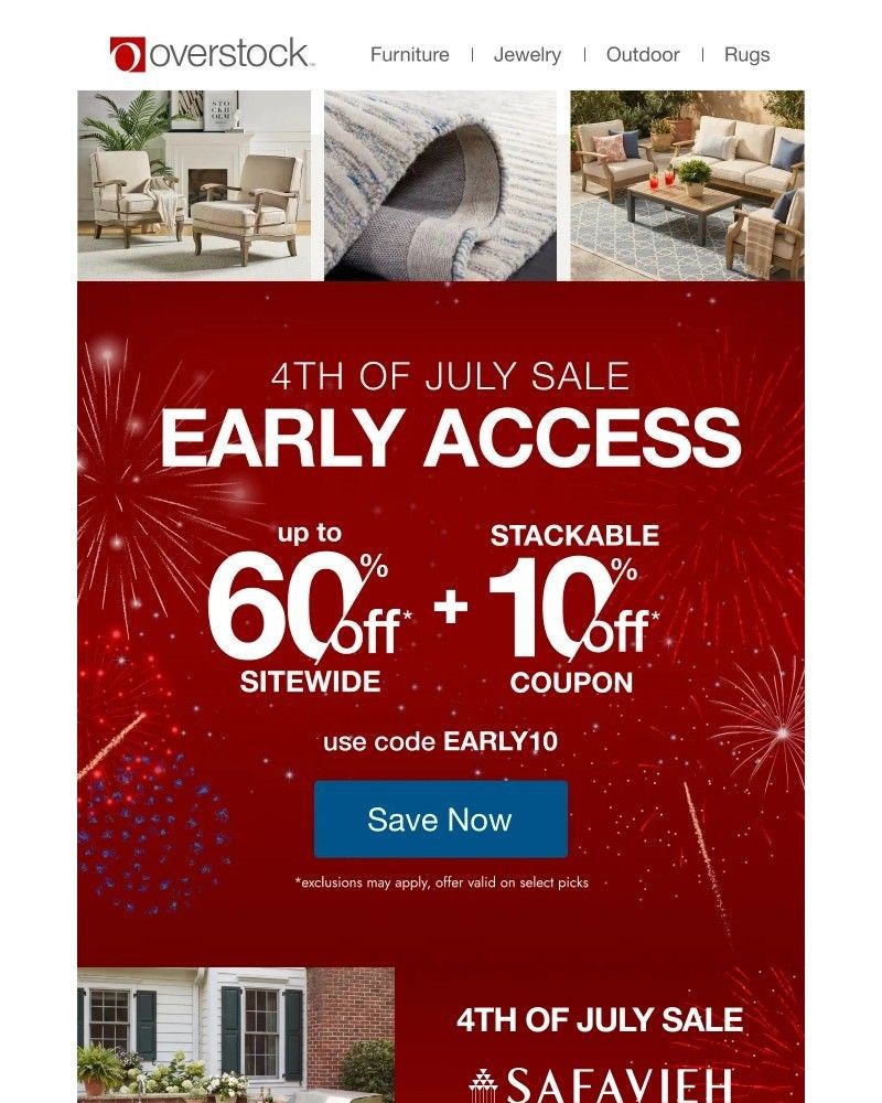 Screenshot of email sent to a Overstock Newsletter subscriber
