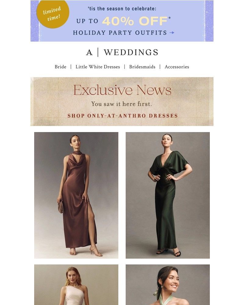 Screenshot of email sent to a Anthropologie Newsletter subscriber