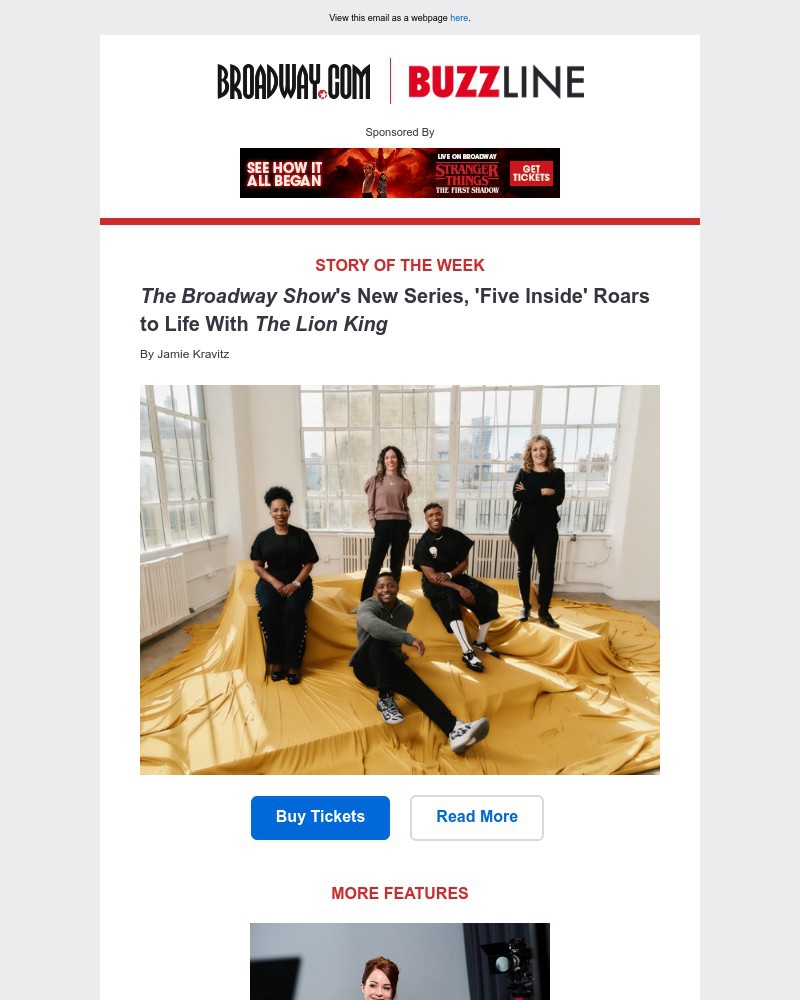 Screenshot of email sent to a Broadway NYC Newsletter subscriber