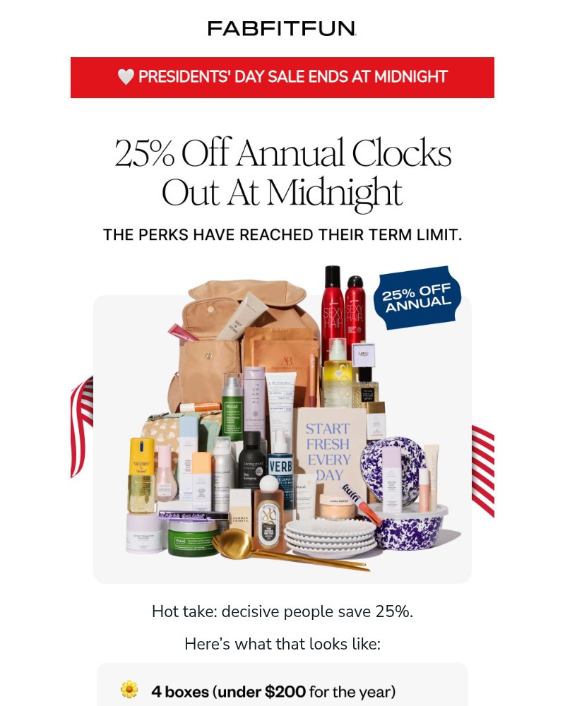 Screenshot of email sent to a FabFitFun Newsletter subscriber